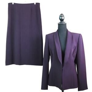 Preston & York Purple Skirt Suit 8 Eggplant Plum Business Corporate Work Career